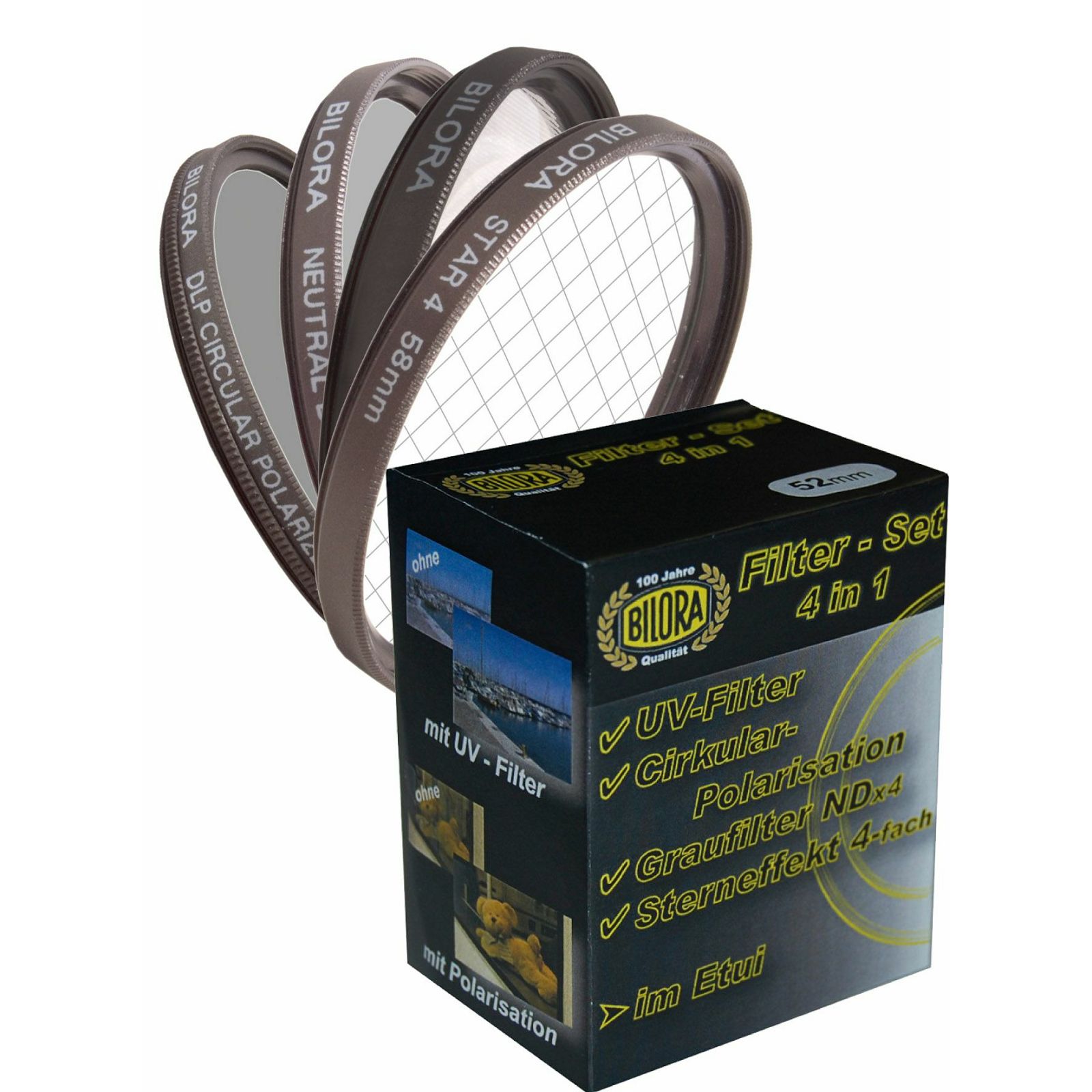 Bilora Filter set UV + CPL + ND4 + Star + etui kutija za filtere 52mm (7000-52)