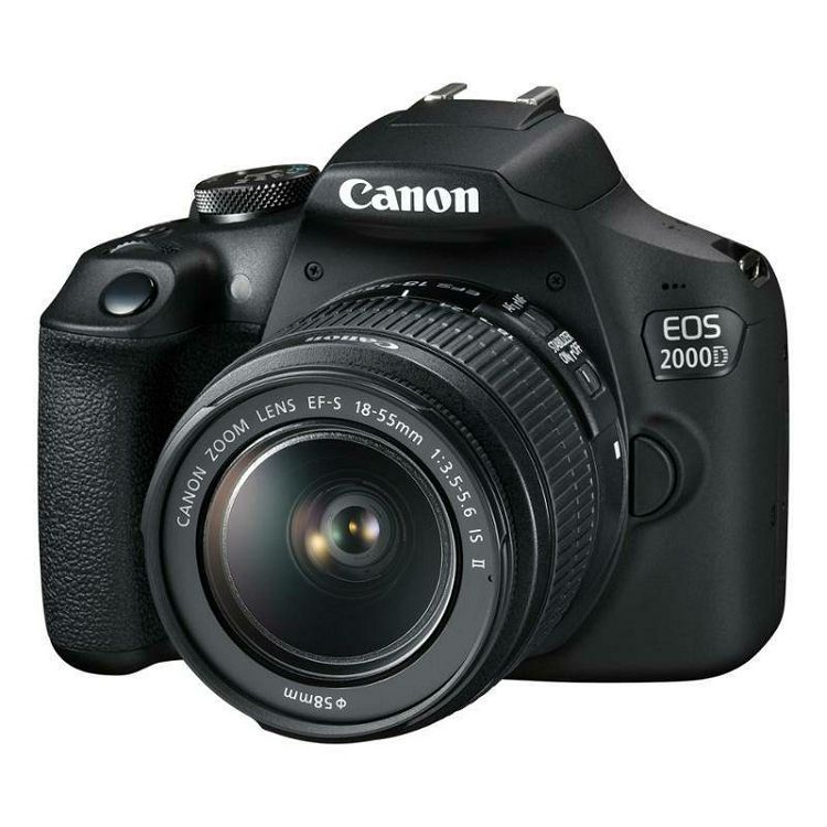 Canon EOS 2000D + 18-55 IS + SB130 torba + 16GB kartica DSLR Digitalni fotoaparat s objektivom EF-S 18-55mm f/3.5-5.6 (2728C029AA)