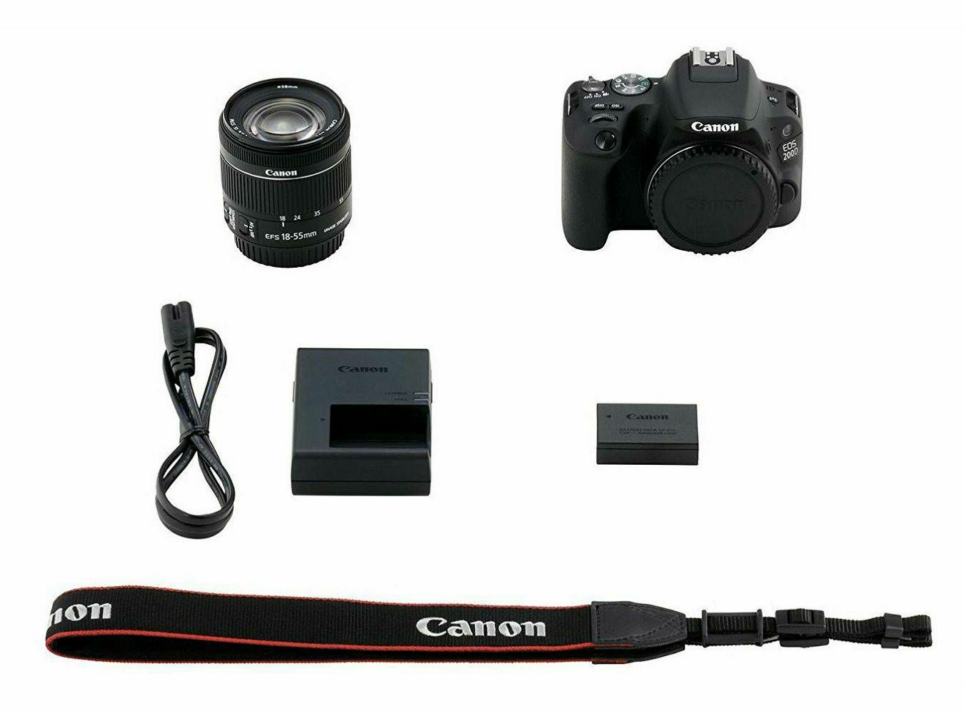 Canon EOS 200D + 18-55 IS STM Black crni DSLR Digitalni fotoaparat i standardni zoom objektiv EF-S 18-55mm f/4-5.6 (2250C002AA)