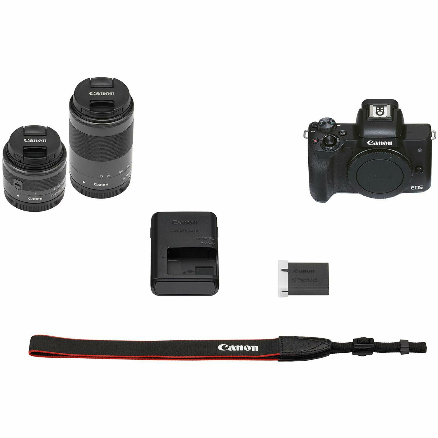 Canon EOS M50 Mark II + EF-M 15-45mm f/3.5-6.3 IS STM + EF-M 55-200mm f/4.5-6.3 IS STM Black Mirrorless Camera bezrcalni fotoaparat (4728C041AA) - CASH BACK