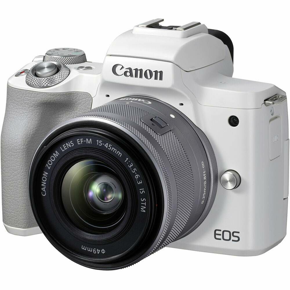 Canon EOS M50 Mark II + EF-M 15-45mm f/3.5-6.3 IS STM White Mirrorless Camera bezrcalni fotoaparat (4729C028AA)