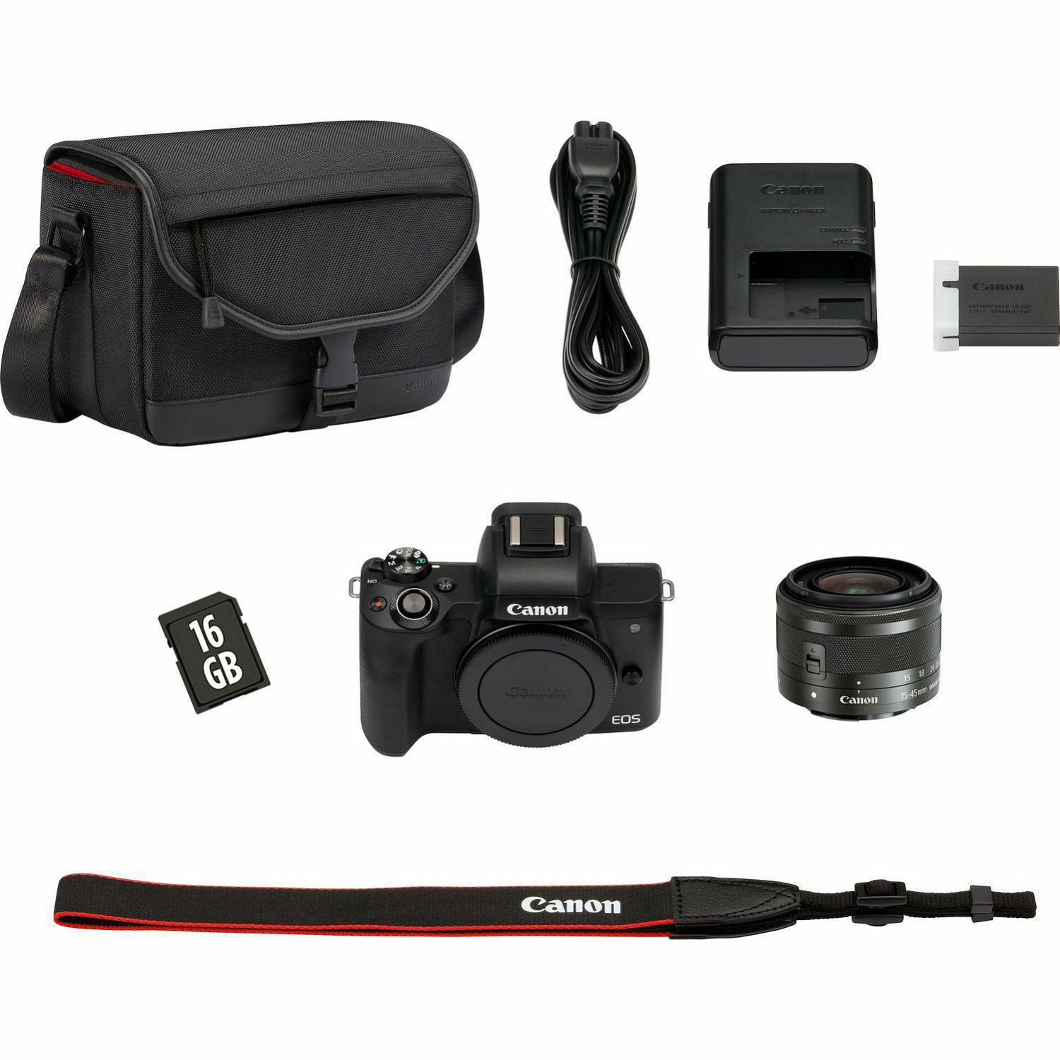 Canon EOS M50 Mark II + EF-M 15-45mm f/3.5-6.3 IS STM + SB130 + SD 16GB Mirrorless Camera bezrcalni fotoaparat (4728C058AA) - CASH BACK