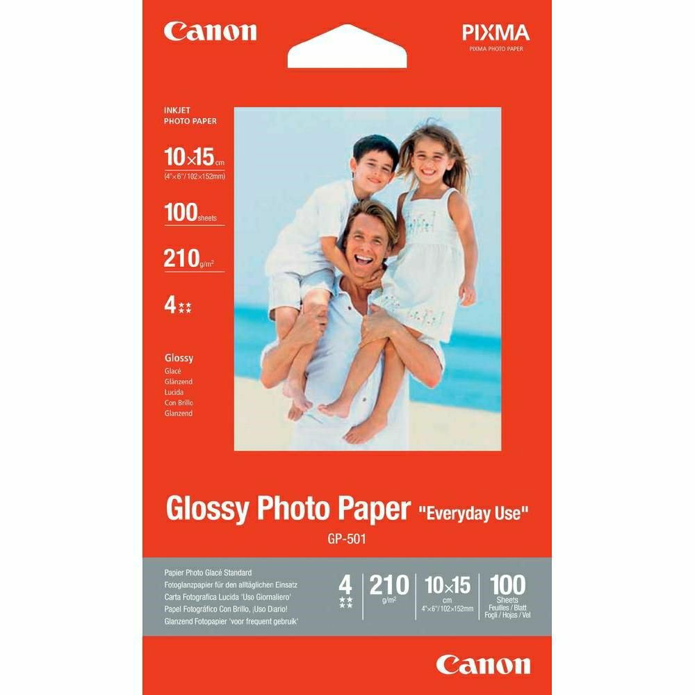 Canon Photo Paper Glossy Everyday Use GP-501 10x15cm 100 listova foto papir za ispis fotografije Gloss 200gsm ISO96 0.21mm 4x6" 100 sheets GP501S (BS0775B003AA)