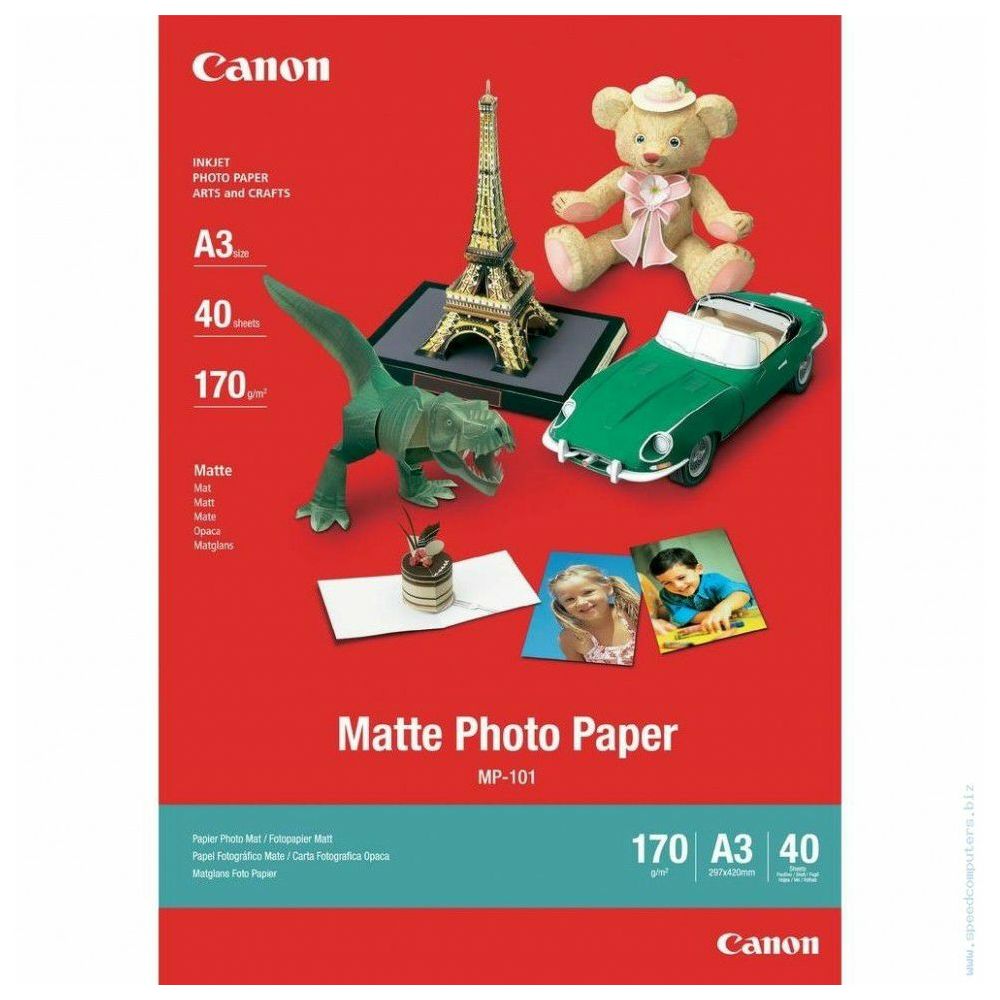 Canon Photo Paper Matte MP-101 29.7x42cm A3 40 listova foto papir za ispis fotografije Mat 170gsm ISO93 0.22mm 40 sheets MP101A3 (BS7981A008AA)