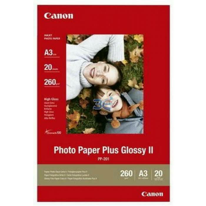 Canon Photo Paper Plus Glossy II PP-201 29.7x42cm A3 20 listova foto papir za ispis fotografije Gloss 265gsm ISO92 0.27mm 20 sheets PP201A3 (BS2311B020AA)