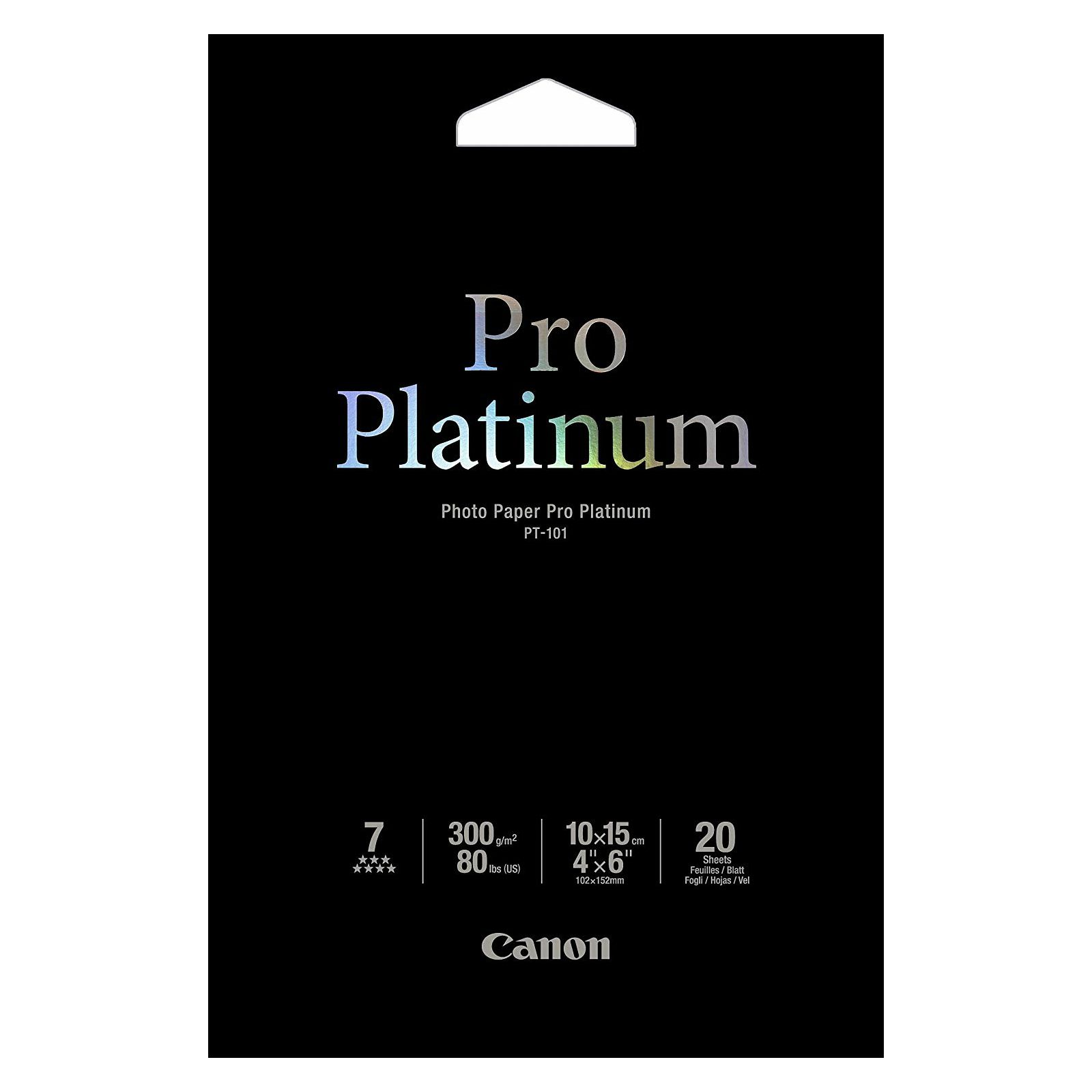 Canon Photo Paper Pro Platinum PT-101 10x15cm 20 listova foto papir za ispis fotografije Smooth gloss 300gsm ISO98 0.3mm 4x6" 20 sheets PT101S (BS2768B013AA)