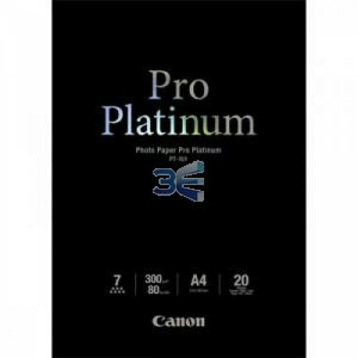 Canon Photo Paper Pro Platinum PT-101 21x29.7cm A4 20 listova foto papir za ispis fotografije Smooth gloss 300gsm ISO98 0.3mm A4 20 sheets PT101A4 (BS2768B016AA)
