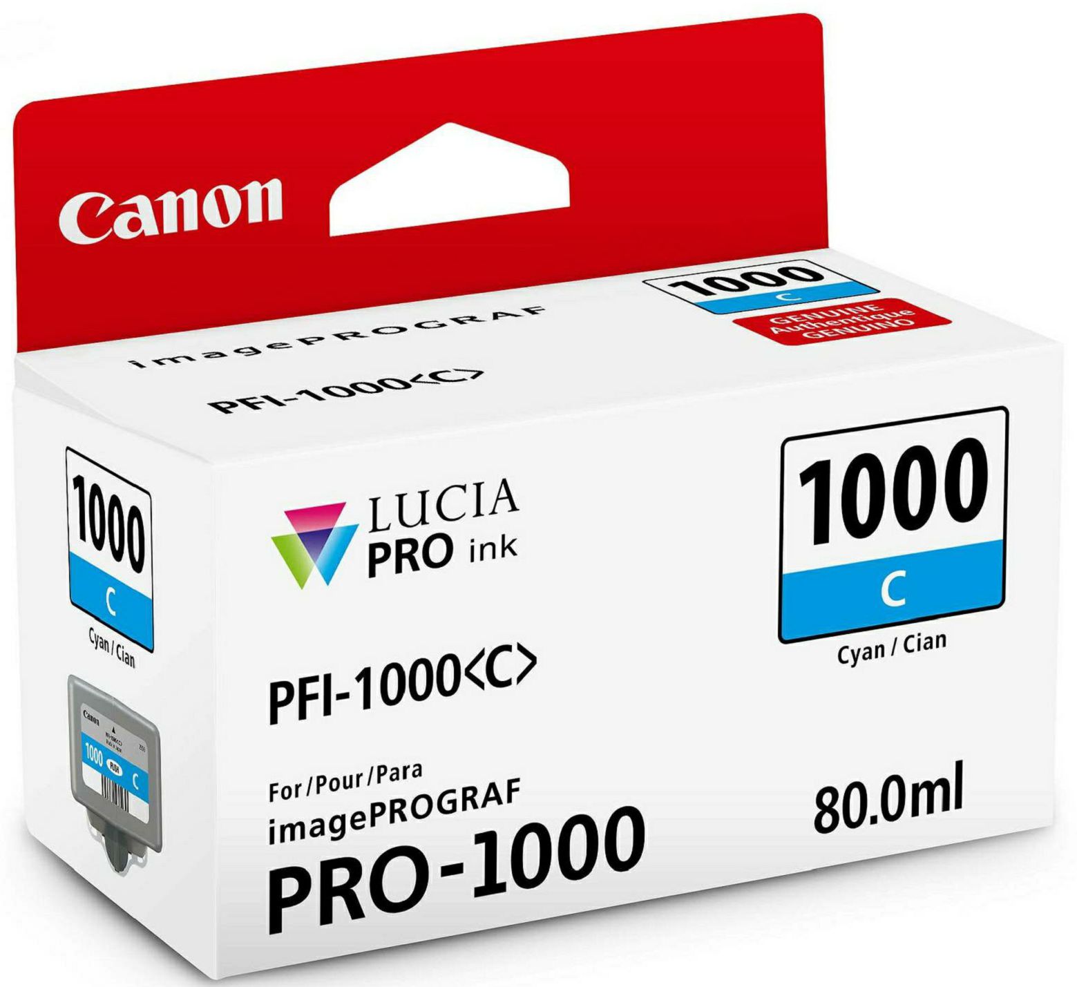 Canon Pigment Ink Tank PFI-1000 Lucia PRO Cyan 80ml PFI1000C cijan zeleno-plava tinta za printer imagePROGRAF PRO-1000 (0547C001AA)