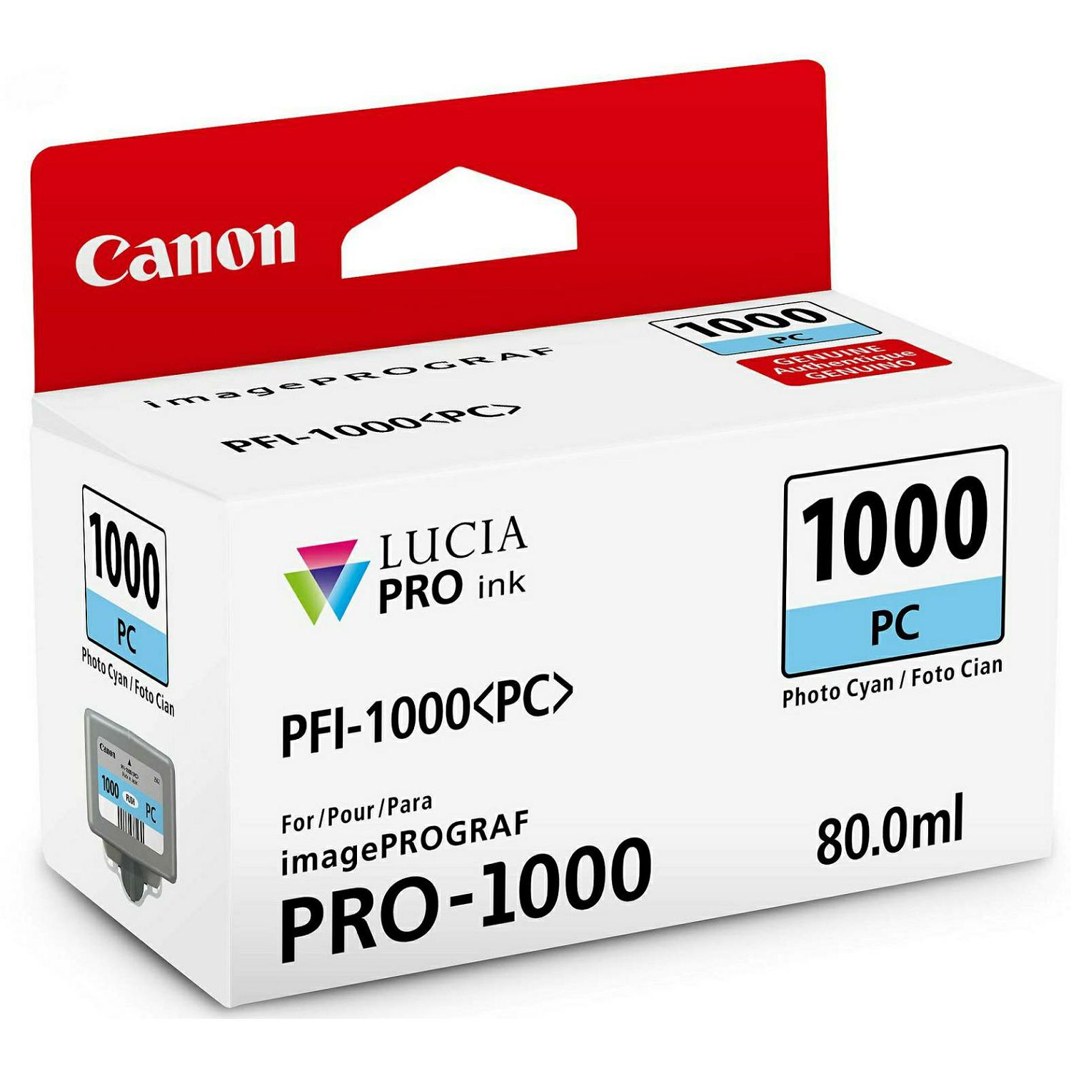 Canon Pigment Ink Tank PFI-1000 Lucia PRO Photo Cyan 80ml PFI1000PC foto cijan zeleno-plava tinta za printer imagePROGRAF PRO-1000 (0550C001AA)