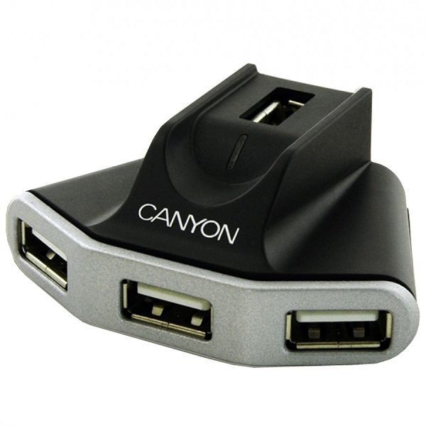 CANYON CNR-USBHUB05N 4 Port USB2.0 HUB with 1.5 meter extension USB cable, Black/Silver