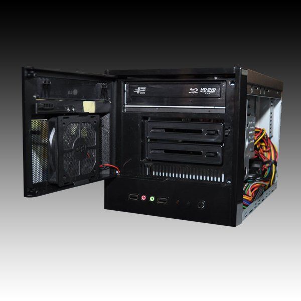 Chassis CFI A9849 Desktop, 1x Mini-ITX, 1 slots, 2xUSB2.0, 1xaudio, Steel, PSU installed 1 x 220W, SECC Body, With Door, Black