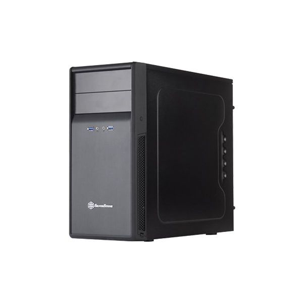 Chassis SILVERSTONE Precision PS09 Midi Tower, Micro ATX, 7 slots, 2xUSB3.0, Audio, Plastic/Steel, PSU optional, Black