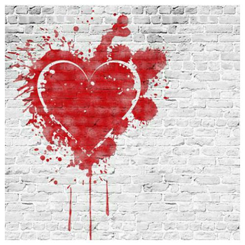 Click Props Background Vinyl with Print Brick White Heart 1,52x1,52m studijska foto pozadina s grafikom