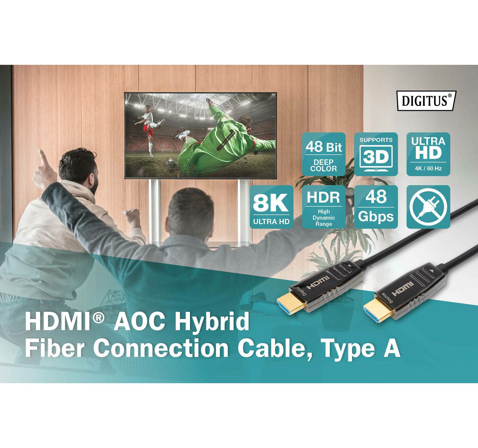 Digitus HDMI AOC Hybrid Fiber Optic Cable UHD 8K 60p kabel 20m