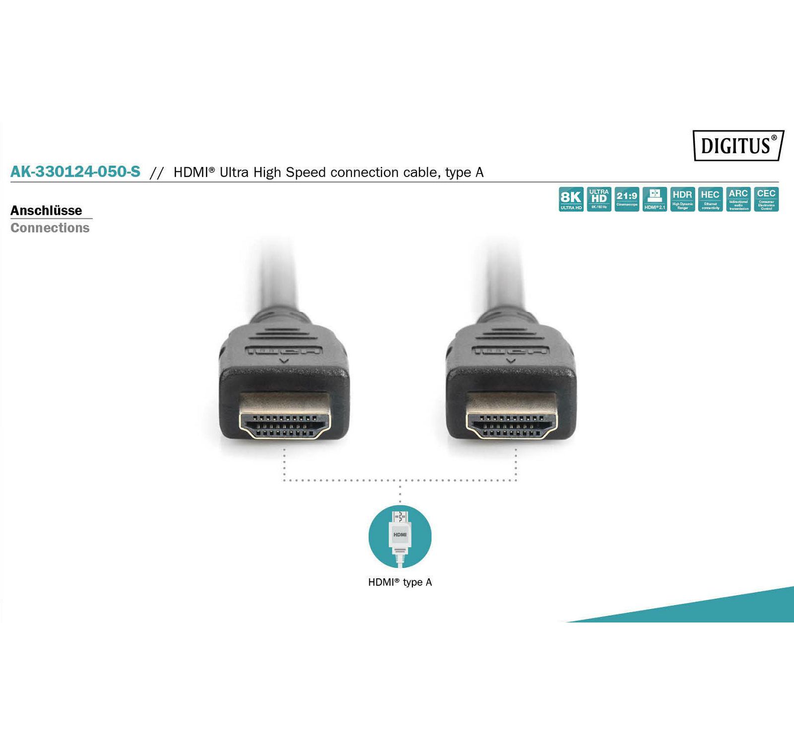 Digitus HDMI Ultra High Speed connection cable type A UHD 8K 60p kabel 5m