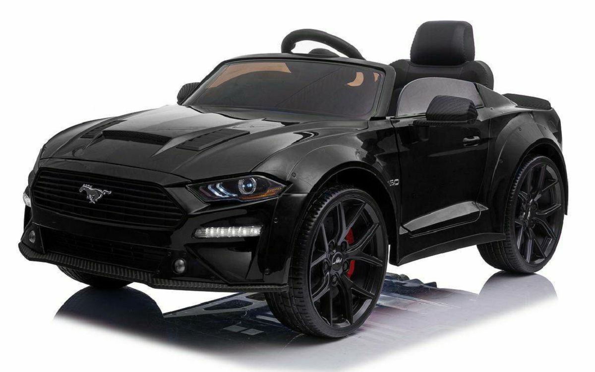 Dječji auto na akumulator Ford Mustang 24V crni, Drift verzija, 2x 25000rpm motor, brzina do 13 km/h, 24V baterija, LED svjetla, prednje EVA rote 2.4 GHz daljinski upravljač, originalna licenca