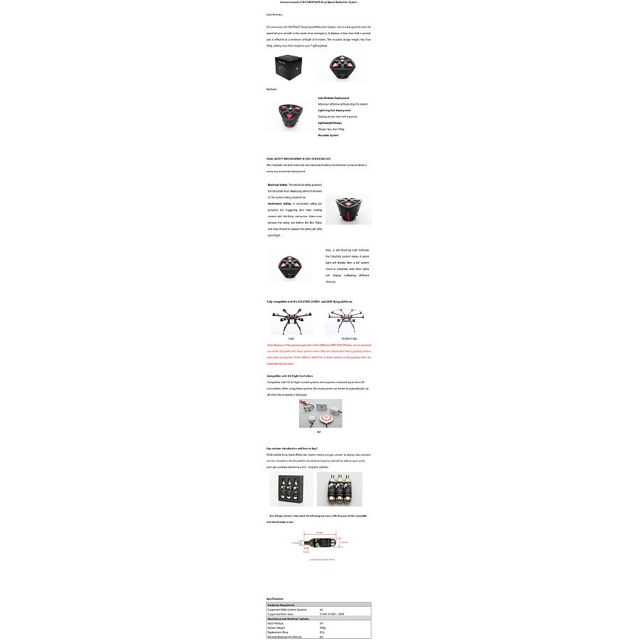 DJI Dropsafe Drop speed reduction system padobran za quadcoptere