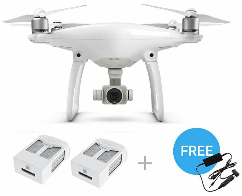 DJI Phantom 4 with Two Extra Batteries (Quadcopter dron + 4K kamera + 3D gimbal + 2x dodatne baterije) + gratis dodatno auto punjač