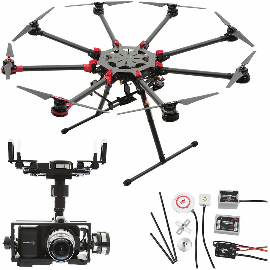 DJI Spreading Wings S1000+ & WKM & Z15 Zenmuse BMPCC (Blackmagic Pocket Cinema Camera) Gimbal Combo Professional Aircraft multi-rotor Octocopter dron WooKong-M Flight Control System Gyroscope