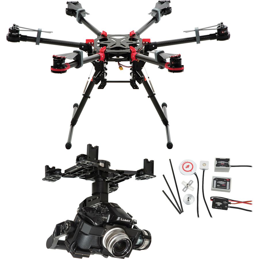 DJI Spreading Wings S900 + WKM + Z15 Zenmuse GH4 Gimbal Combo dron Professional Aircraft multi-rotor Hexacopter WooKong-M Flight Control System Panasonic GH4/GH3 Gyroscope