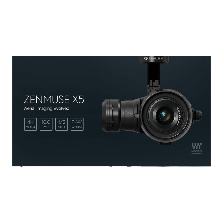 DJI Zenmuse X5 4K kamera + 3-Axis Gimbal stabilizator + objektiv15mm f/1.7 MFT Lens