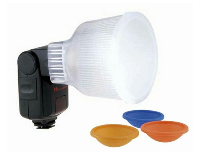 Falcon Eyes D4 Lightsphere Diffuser Cup Color Filters difuzor omekšivač svijetla za bljeskalicu Canon 580EX, 580EX II, 550EX, Metz 48AF, 50AF, 58AF