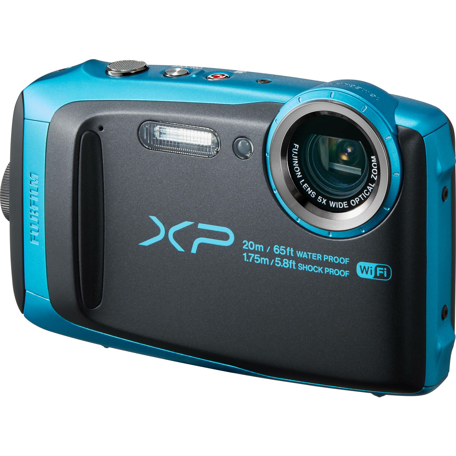 Fujifilm FinePix XP120 Sky Blue Black Fuji XP-120 nebesko plavi crni vodootporni podvodni digitalni fotoaparat WiFi remote 5x zoom 16.4Mpx 28mm BSI-CMOS sensor Digital camera