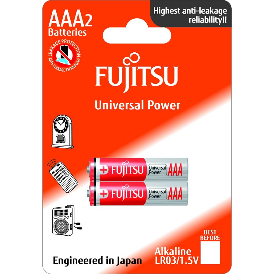 Fujitsu 2x LR03 alkalne baterije LR03(2B)FU 2xAAA alkaline batteries Universal Power Series blister