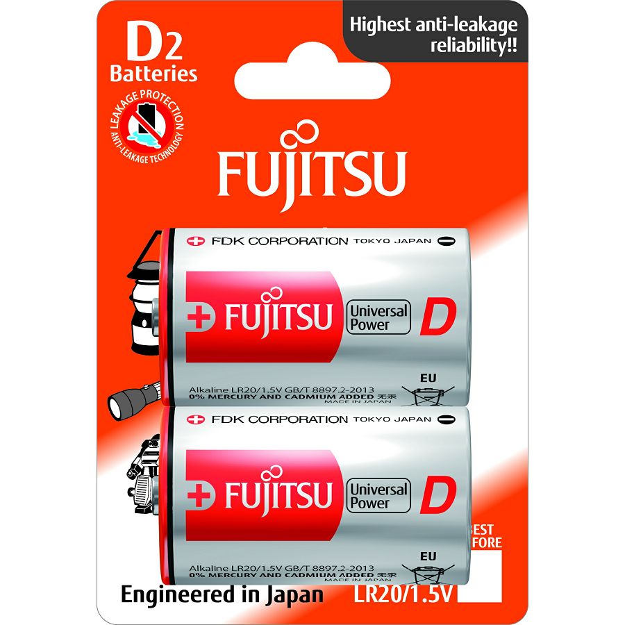 Fujitsu 2x LR20 alkalne baterije LR20(2B)FU alkaline batteries Universal Power Series blister