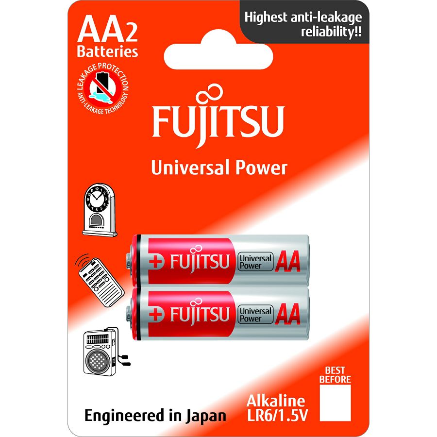 Fujitsu 2x LR6 alkalne baterije LR6(2B)FU 2xAA alkaline batteries Universal Power Series blister