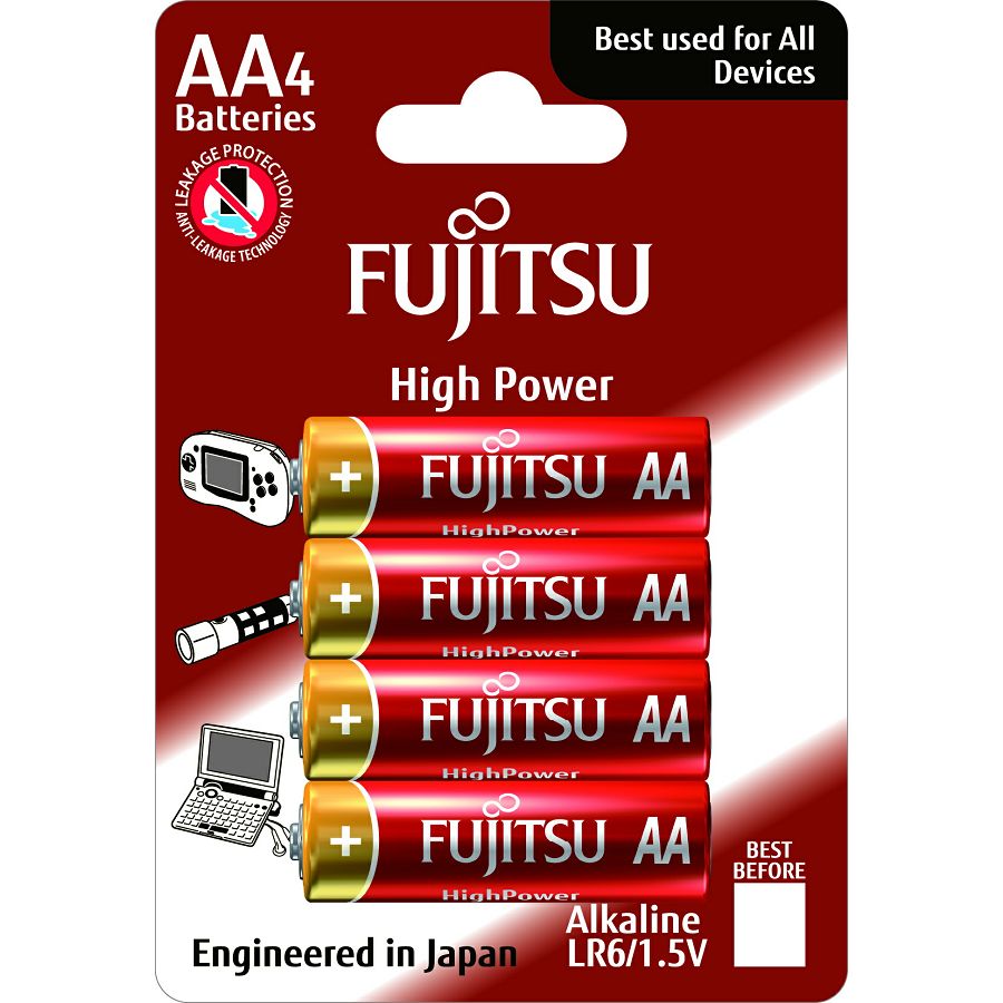 Fujitsu 4x LR6 alkalne baterije LR6(4B)FH alkaline batteries High Power Series