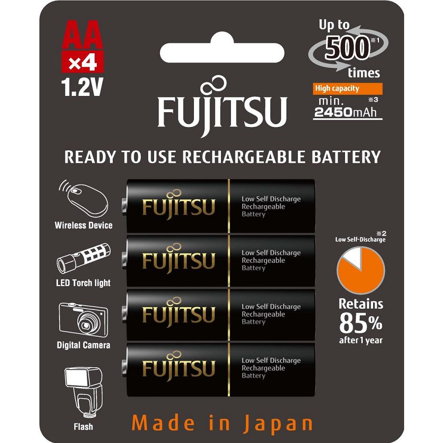 Fujitsu baterije Black 4xAA 2450mAh HR-3UTHCEX (4B)