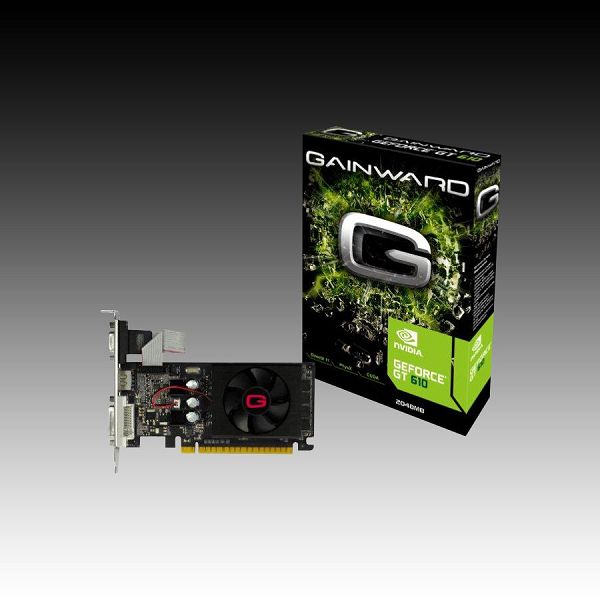 GAINWARD Video Card GeForce GT 610 DDR3 2GB/64bit, 810MHz/535MHz, PCI-E 2.0 x16,HDMI,DVI, VGA Cooler, Retail