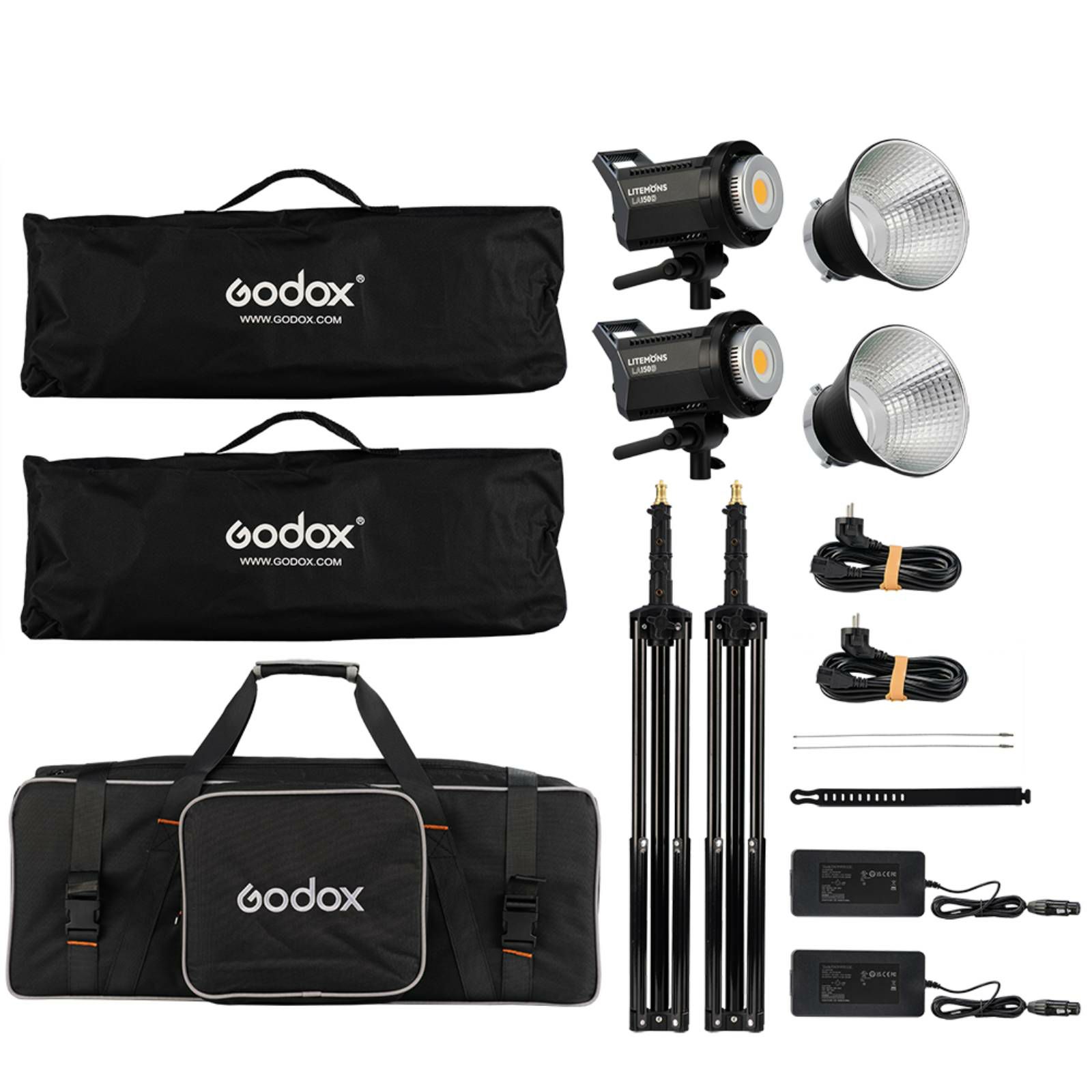 Godox 2-Light Kit Litemons LA150Bi Bi-color LED K2 with accessories