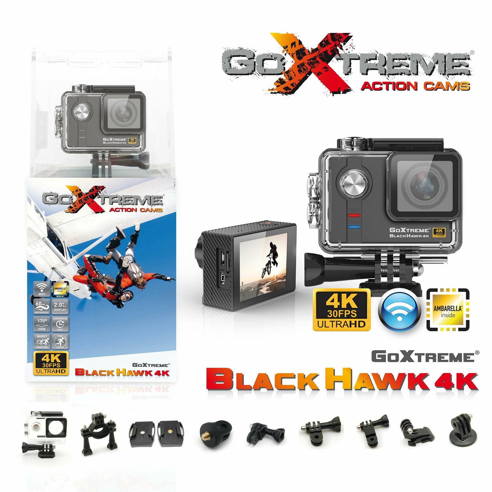 GoXtreme BlackHawk 4K Ultra HD Action Camera 4K 30fps 12.4MP WiFi Waterproof sportska akcijska kamera vodootporna do 60m (20132)