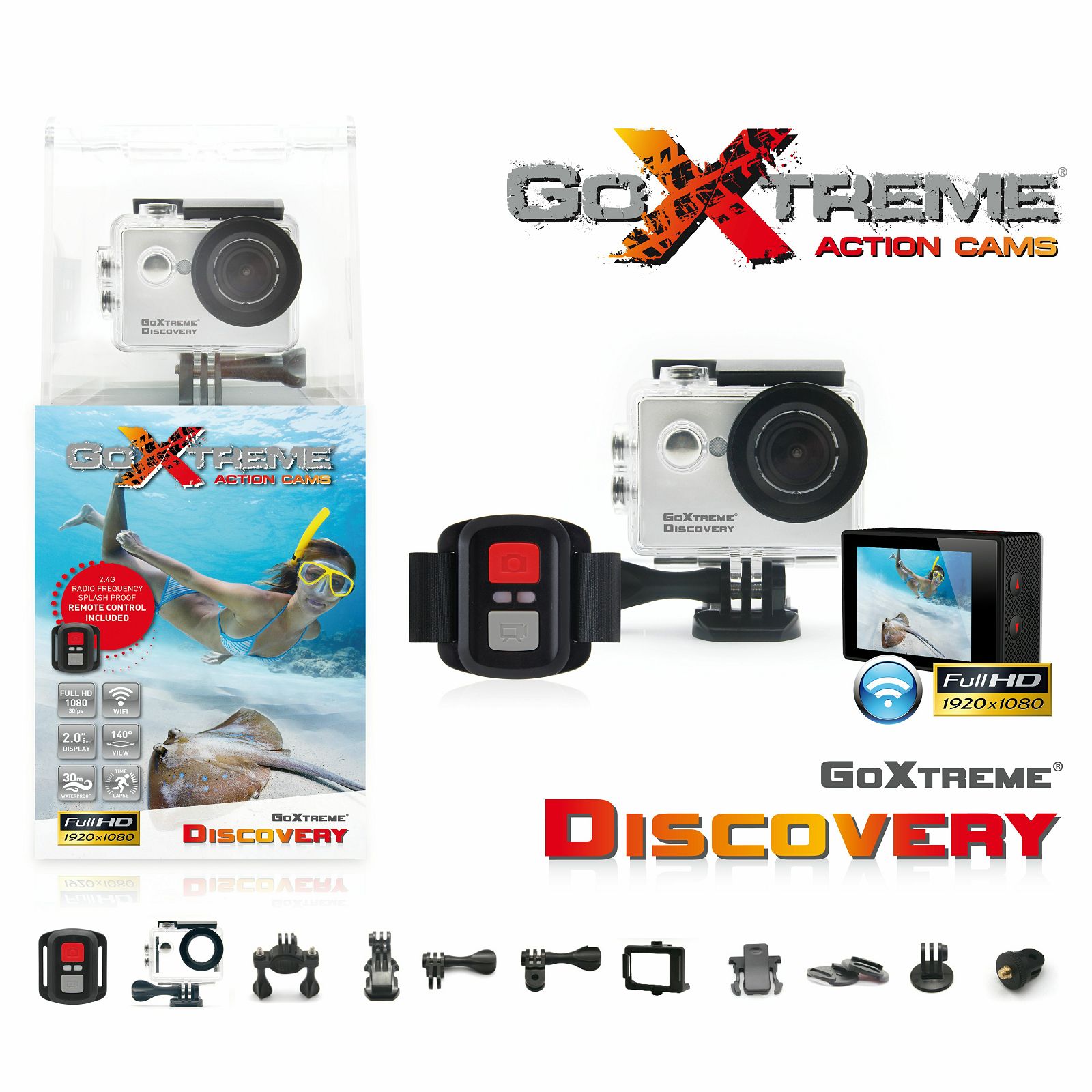 GoXtreme Discovery Action Camera FullHD 1080p 30fps 5MP WiFi Waterproof sportska akcijska kamera vodootporna do 30m (20136)