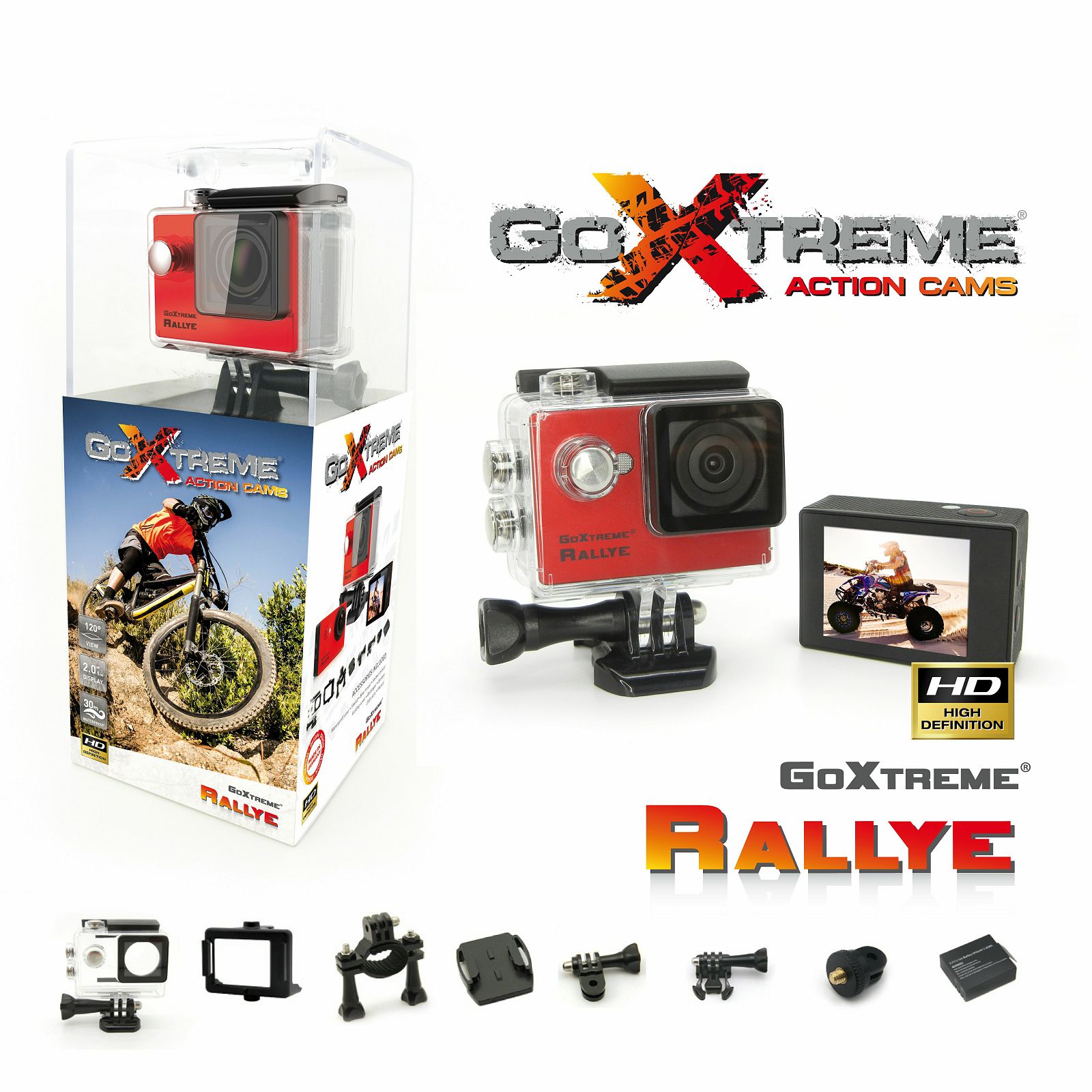 GoXtreme Rallye Red Action Camera Waterproof crvena sportska akcijska kamera vodootporna do 30m (20126)