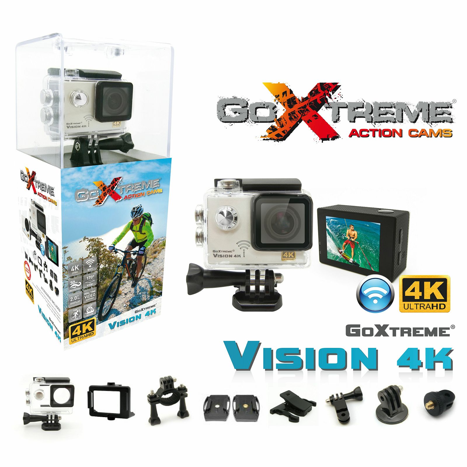 GoXtreme Vision 4K Action Camera Ultra HD 24fps 12MP WiFi Waterproof sportska akcijska kamera vodootporna do 30m (20129)