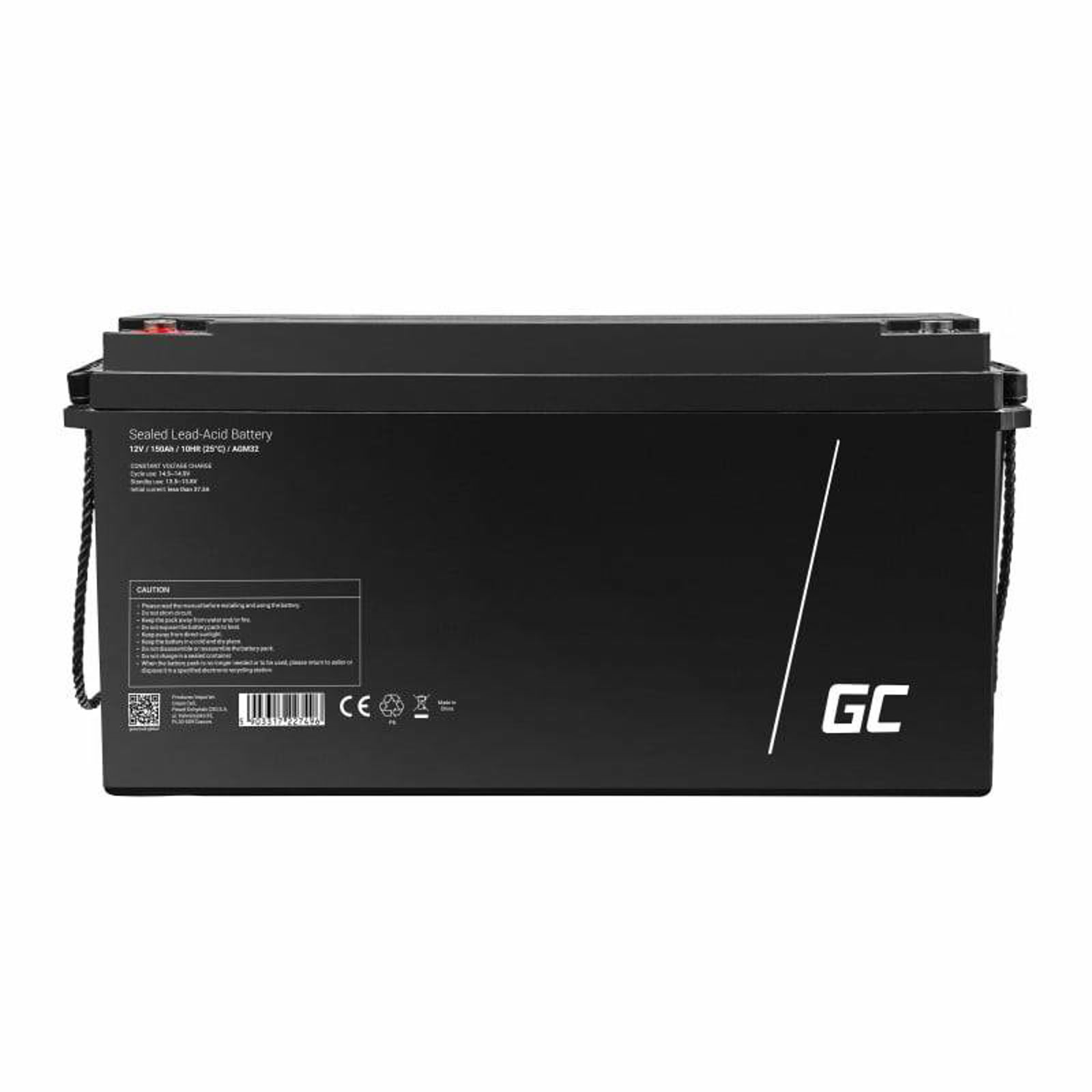 Green Cell AGM VRLA 12V 150Ah maintenance-free battery for camper, photovoltaics, solar panels, boats (AGM32)