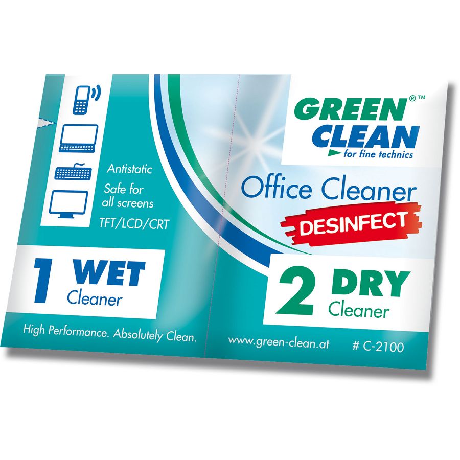 Green Clean Office Cleaner pre sauked wipes Desinfect C-2100-10 Wet & Dry set od10 komada