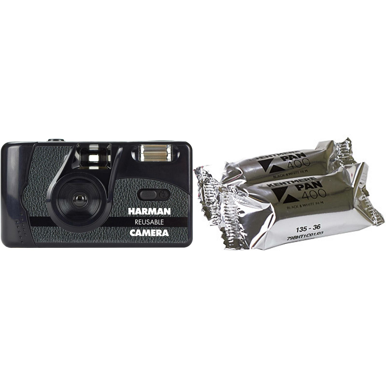 HARMAN technology Reusable 35mm Film Camera with 2 Rolls of Film 35mm kamera za višekratnu upotrebu i 2 role 400ISO Kentmere B&W filma