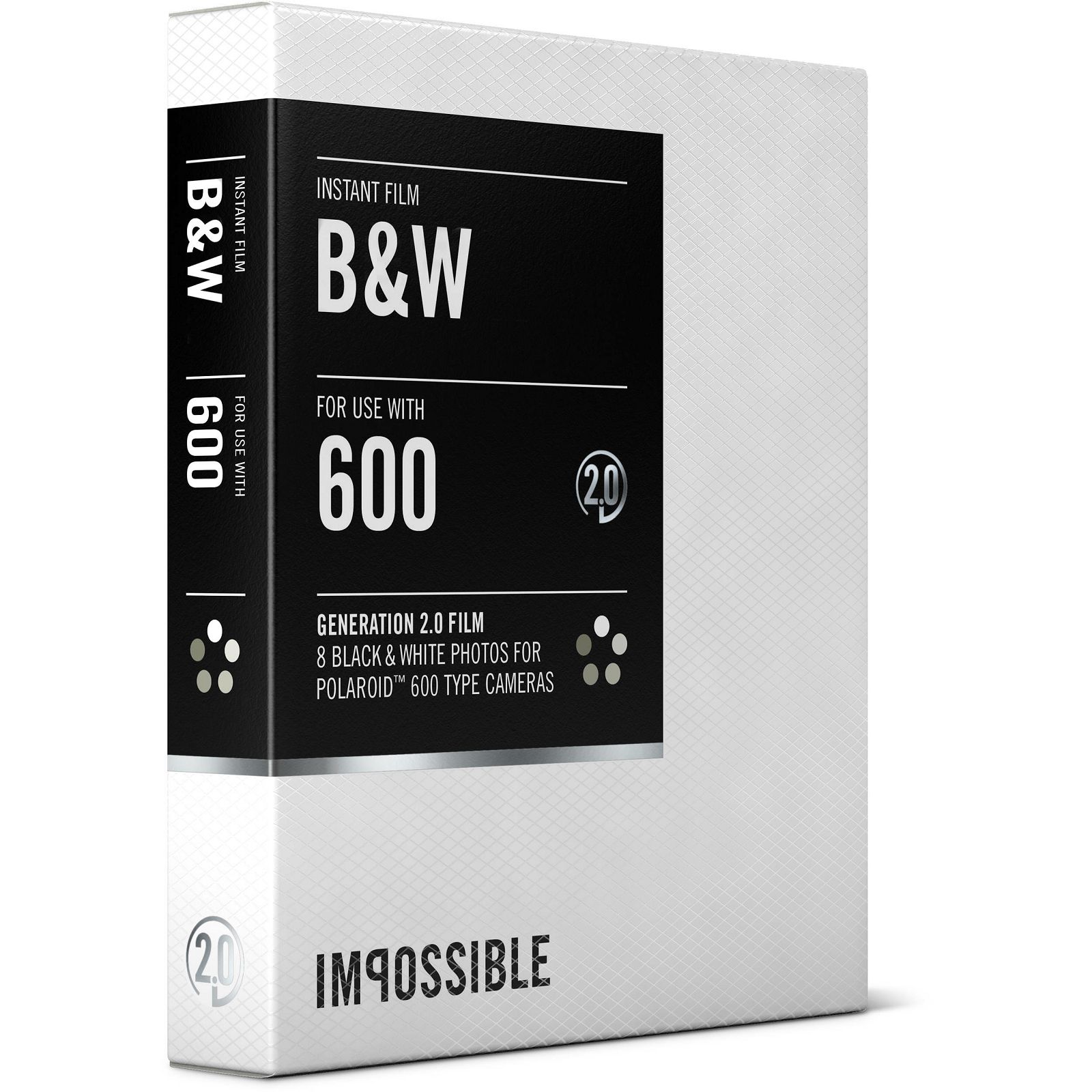 Impossible Black & White 2.0 Instant Film for Polaroid 600 Cameras (White Frame, 8 Exposures) 600 B/W Gen 2.0 (3834)