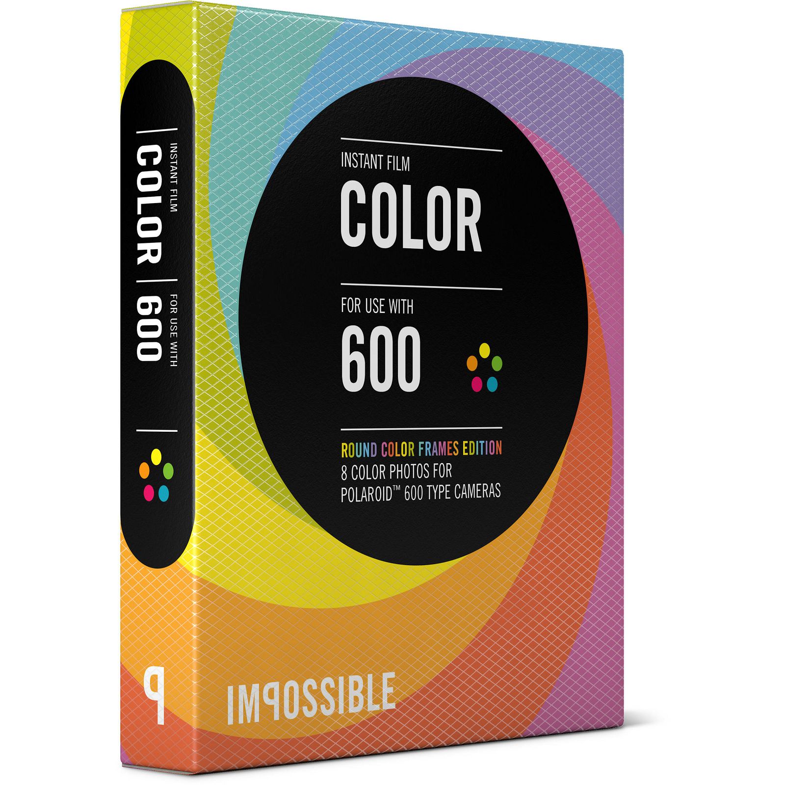 Impossible Color Instant Film for Polaroid 600 Cameras (Color Edition Round Frame, 8 Exposures) 600 Color Round Multicolor Frame (4154)