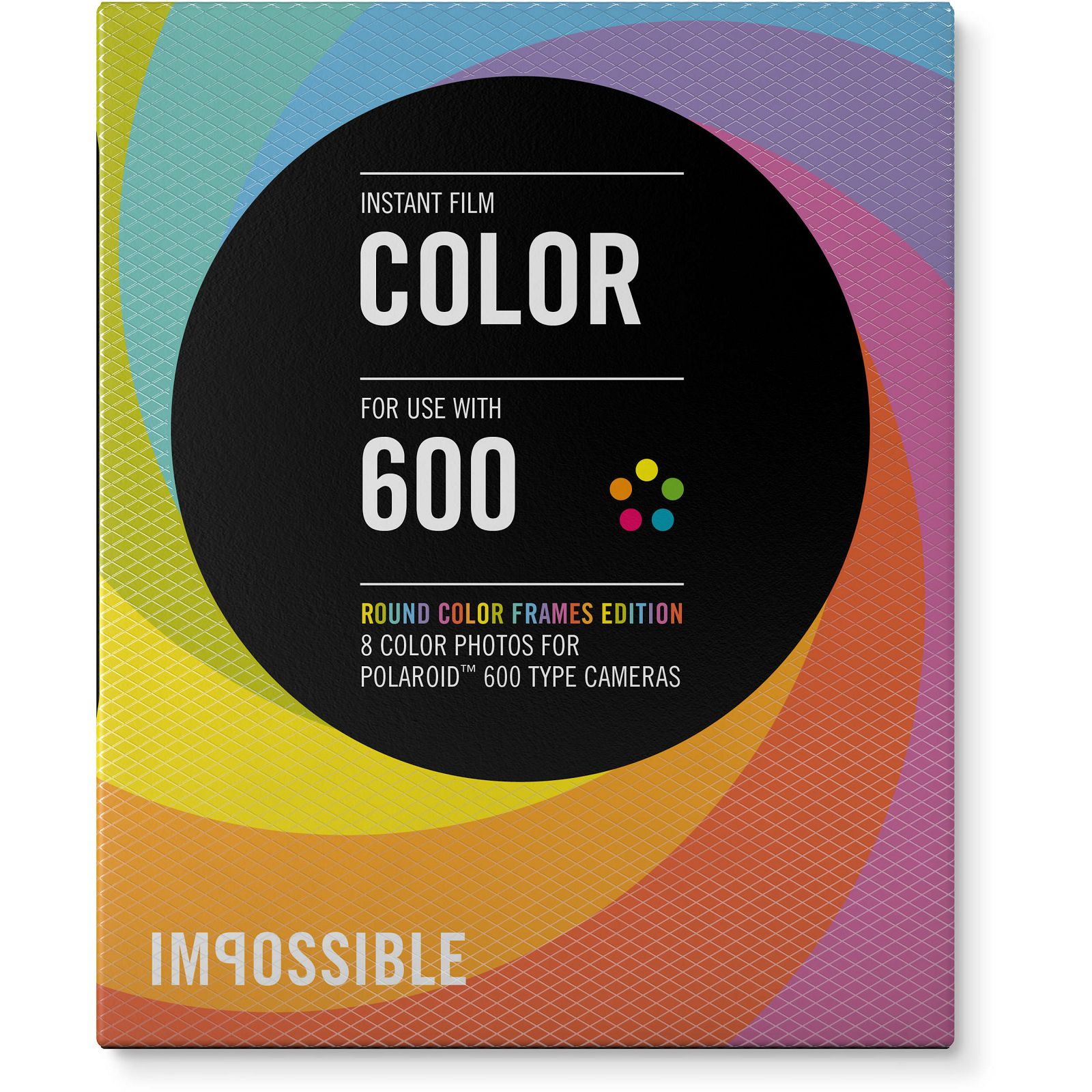 Impossible Color Instant Film for Polaroid 600 Cameras (Color Edition Round Frame, 8 Exposures) 600 Color Round Multicolor Frame (4154)