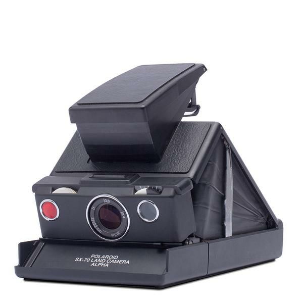 Impossible Polaroid™ SX 70 Alpha1 (Black/Black leather) Instant fotoaparat Refurbished camera (1509)