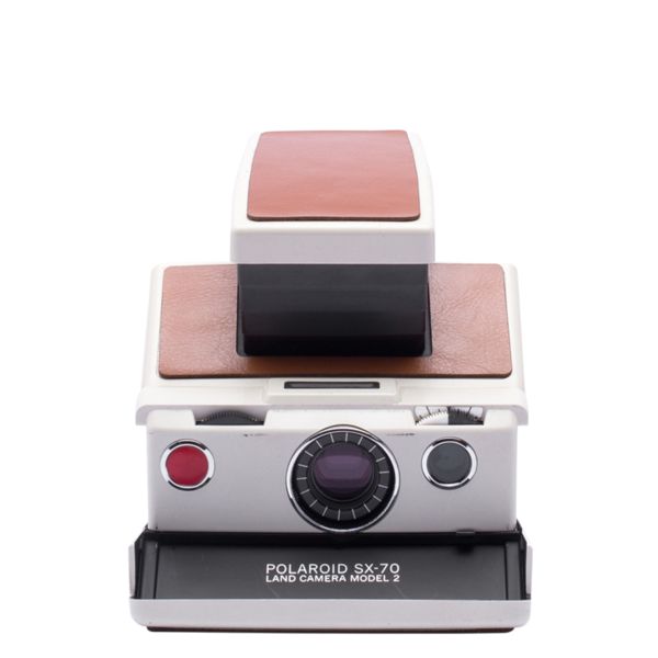 Impossible Polaroid™ SX 70 Model2 (White/Brown leather) Instant fotoaparat Refurbished camera (1506)
