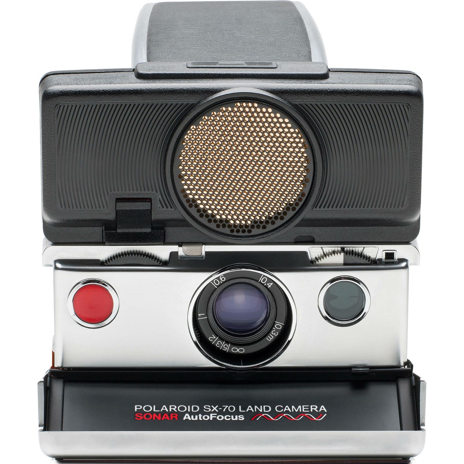 Impossible Polaroid™ SX 70 Sonar (Silver Body Black Leather) Instant fotoaparat Refurbished Camera (1513)