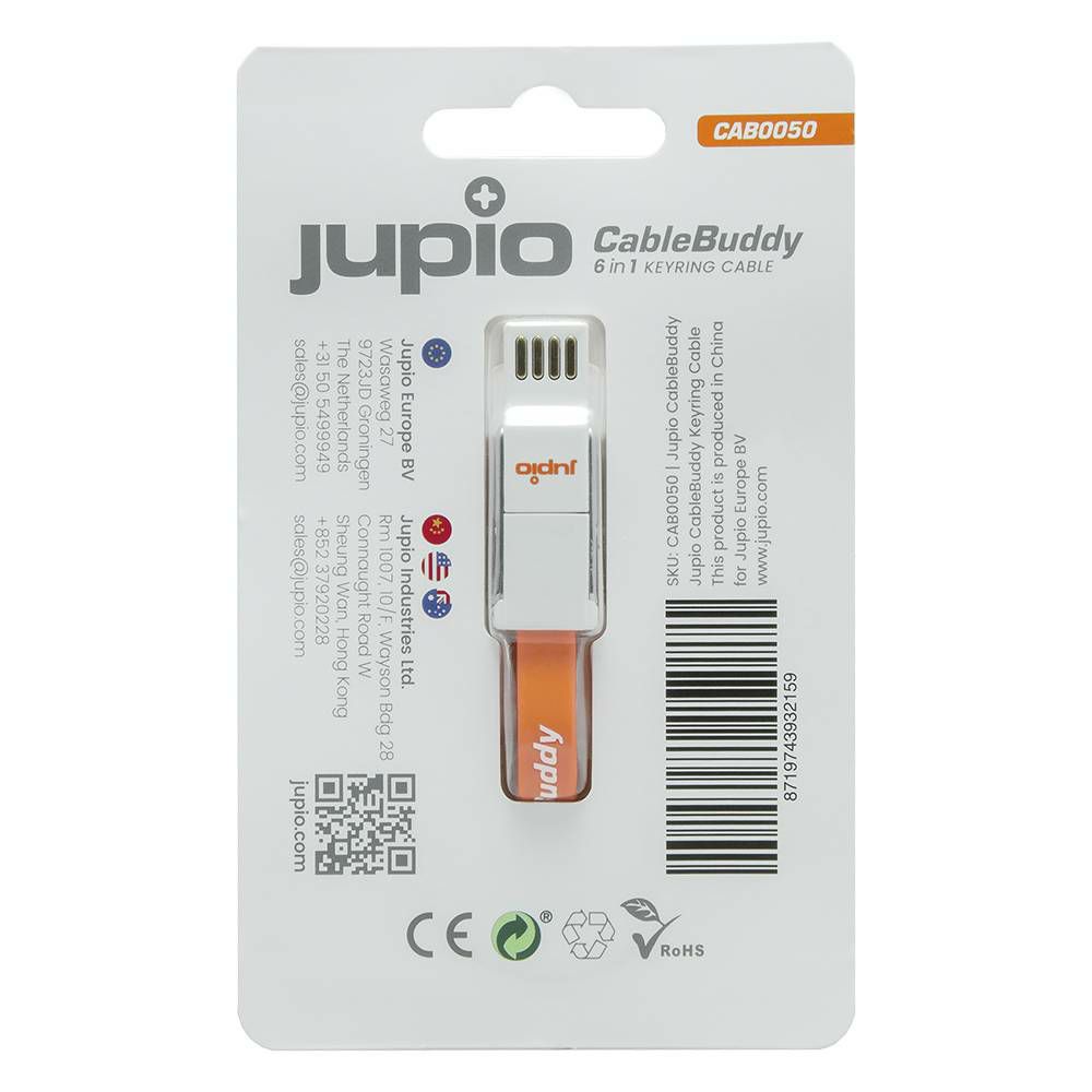 Jupio CableBuddy 6-in-1 Keyring Cable adapter USB Type-A to Micro-USB, Type-A to Type-C, Type-A to Lightning, Type-C to Micro-USB, Type-C to Type-C, Type-C to Lightning (CAB0050)