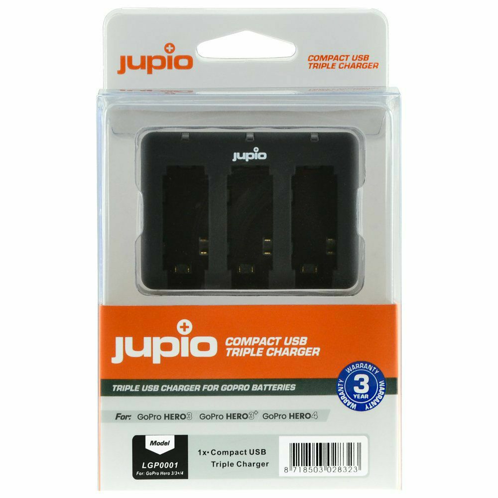 Jupio Compact USB Triple Charger for GoPro Hero 3/3+/4 batteries 3-struki punjač za baterije (LGP0001)