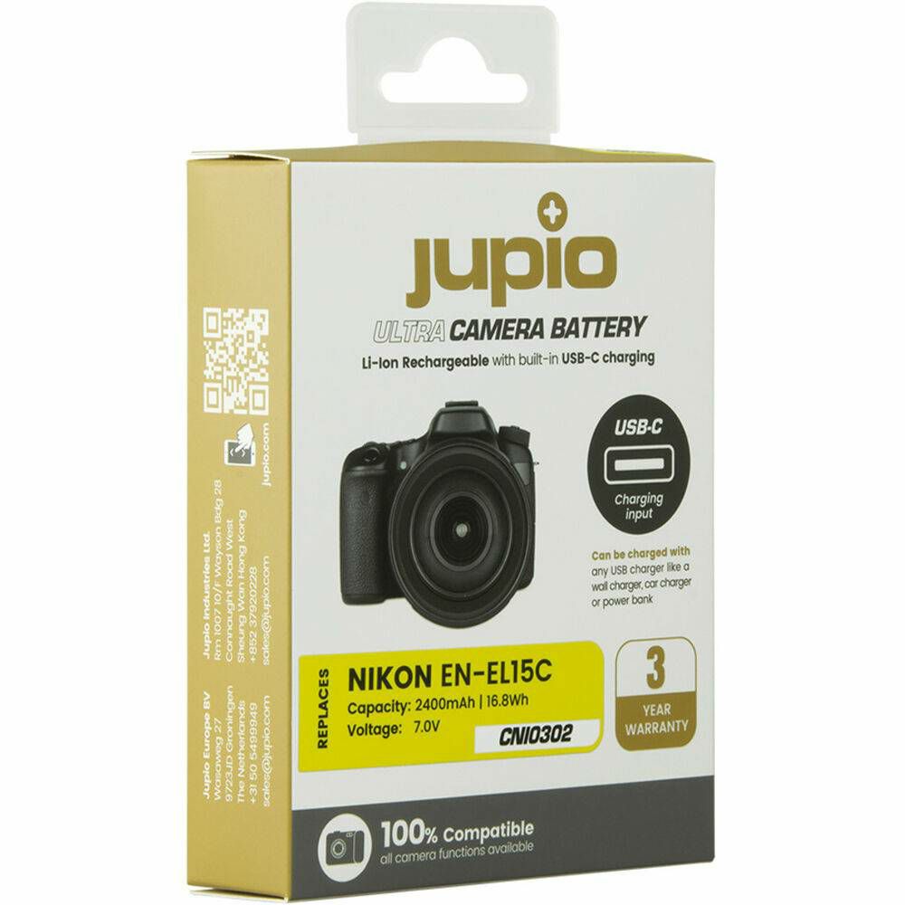 Jupio EN-EL14A Ultra C (USB-C input) 1200mAh 8.88Wh 7.4V baterija za Nikon D5600, D5500, D5300, D5200, D5100, D3500, D3400, D3300, D3200, D3100, Df, Coolpix P7800, P7700, P7100 (CNI0303)